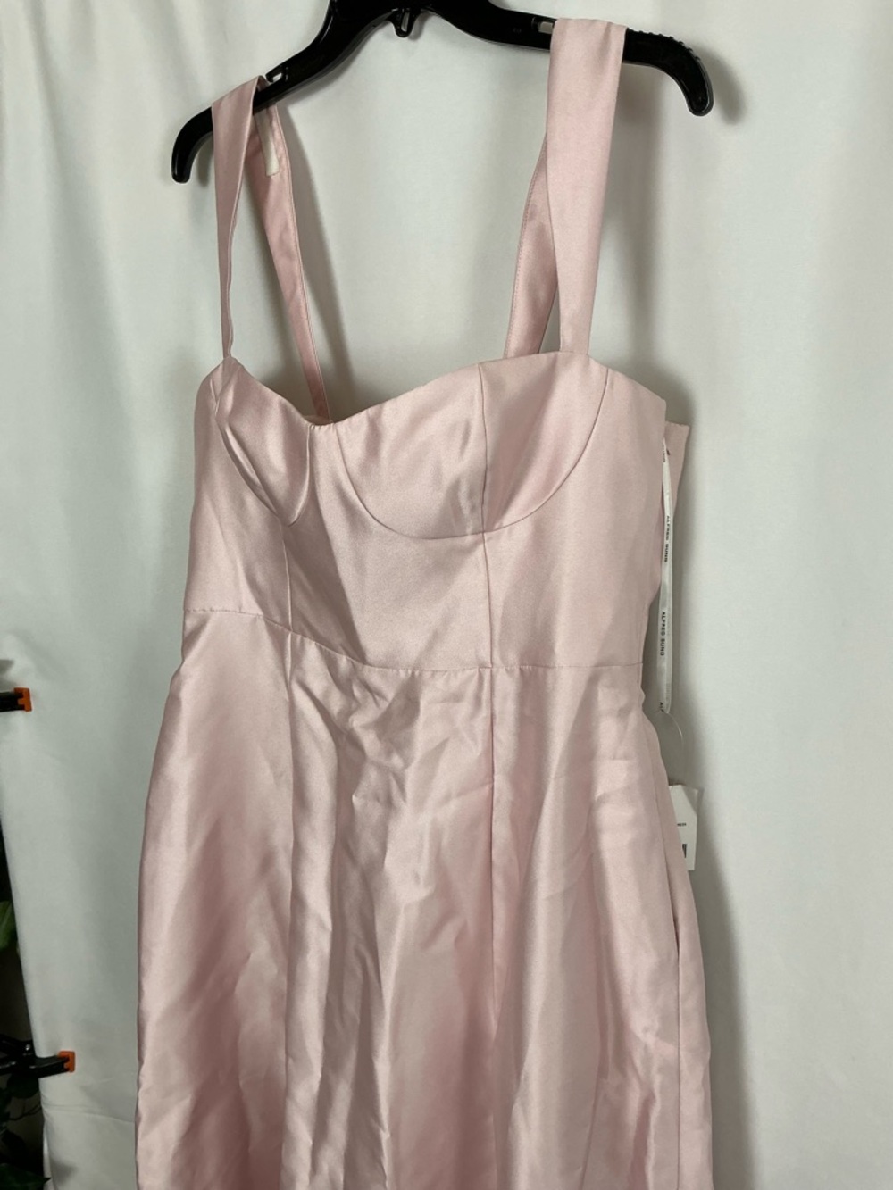 ALFRED SUNG Madelyn Ballet Pink Satin Lace-Up Bustier Gown - Picture 3 of 6